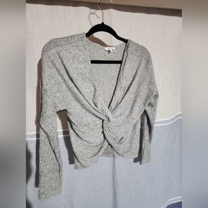 Candie's Gray tie crop sweater